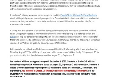 Letter to Parents